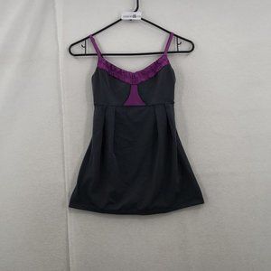 LULULEMON womens black purple ruched yogi dance adjustable strap tank top 0